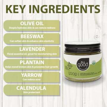 All Good Goop Organic Skin Care Recovery Balm - All Purpose Ointment w/Calendula, Lavender, Beeswax - Chafing Cream, Dry Skin Salve, Cracking Lip Moisturizer - Soothes, Hydrates & Calms - 2oz