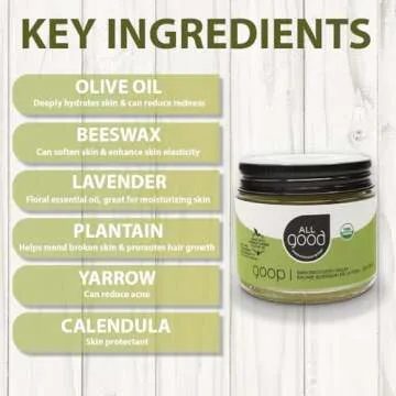 All Good Goop Organic Skin Care Recovery Balm - All Purpose Ointment w/Calendula, Lavender, Beeswax - Chafing Cream, Dry Skin Salve, Cracking Lip Moisturizer - Soothes, Hydrates & Calms - 2oz