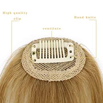 MORICA Clip in Bangs for Women 100% Human Hair Extensions Wispy Bangs Fringe with Temples Hairpieces Air Bangs Flat Bangs Clip Curved Bangs for Daily Wear (Blonde)