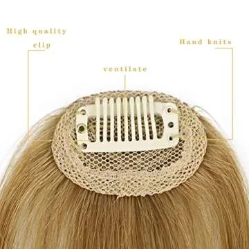 MORICA Clip in Bangs for Women 100% Human Hair Extensions Wispy Bangs Fringe with Temples Hairpieces Air Bangs Flat Bangs Clip Curved Bangs for Daily Wear (Blonde)