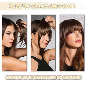 MORICA Clip in Bangs for Women 100% Human Hair Extensions Wispy Bangs Fringe with Temples Hairpieces Air Bangs Flat Bangs Clip Curved Bangs for Daily Wear (Blonde)