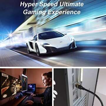 Cat 8 Ethernet Cable, 8FT High Speed Heavy Duty 26AWG Cat8 LAN Network Cable 40Gbps, 2000Mhz with Gold Plated RJ45 Connector, Outdoor&Indoor Internet Cable Compatible for Router Gaming Modem Xbox