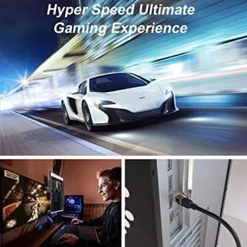 Cat 8 Ethernet Cable, 8FT High Speed Heavy Duty 26AWG Cat8 LAN Network Cable 40Gbps, 2000Mhz with Gold Plated RJ45 Connector, Outdoor&Indoor Internet Cable Compatible for Router Gaming Modem Xbox