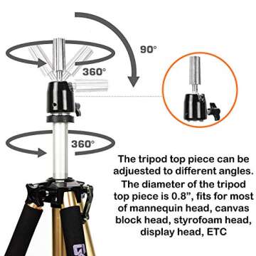 Gexworldwide 63" Tripod Stand for Wig Mannequin Head