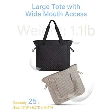 BAGSMART 25L Quilted Tote Bag for Women - Versatile & Washable