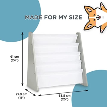 Humble Crew Grey White Kids Book Rack Bookshelf 4 Tiers