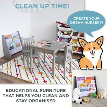 Humble Crew Grey White Kids Book Rack Bookshelf 4 Tiers