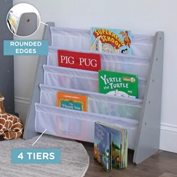 Humble Crew Grey White Kids Book Rack Bookshelf 4 Tiers