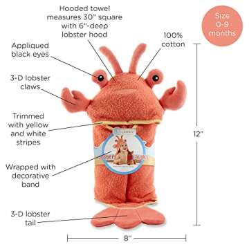 Cute Baby Aspen Lobster Laughs Hooded Towel for Infants