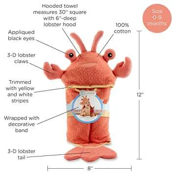 Cute Baby Aspen Lobster Laughs Hooded Towel for Infants