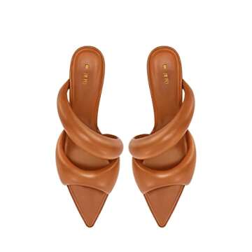 JW PEI Women's Sara Mule Heeled Sandals - Caramel Brown