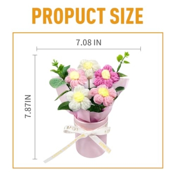 suyakota Crochet Flower Bouquet: Handmade Knitted Bouquet for Mother's Day Birthday Home Decor Girlfriend Wedding Grandma Bday Gift(Pink)