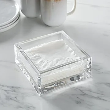 Huang Acrylic Clear Square Napkin Holder Elegant Durable