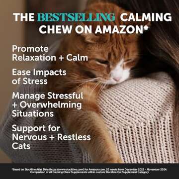 Pet Honesty Calming Chews for Cats - Cat Anxiety Relief + Helps Reduce Stress - Behavioral Support &...