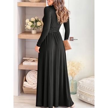 Elegant ANRABESS Deep V Neck Maxi Dress for Formal Events