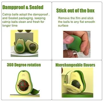 Spring Blossoms Avocado Catnip Wall Ball Cat Toys Catnip,Snack Healthy Rotatable Treats Toys Kitten Playing Toy,Edible Cat Mint Licking Ball(Catnip & Gall Fruit)