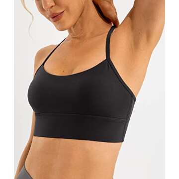 Lavento Women's Y Back Sports Bra Spaghetti Straps Padded Low Impact Workout Yoga Bras (Black, 8)