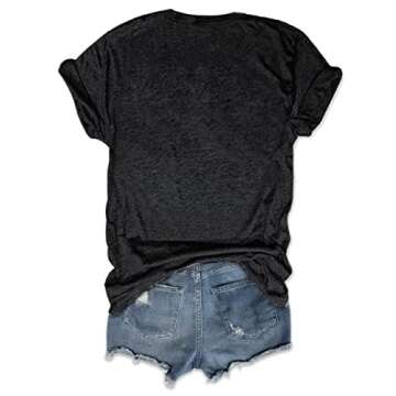 Rock & Roll Tee Shirt for Women  Vintage Graphic Country Music Summer Tops Black