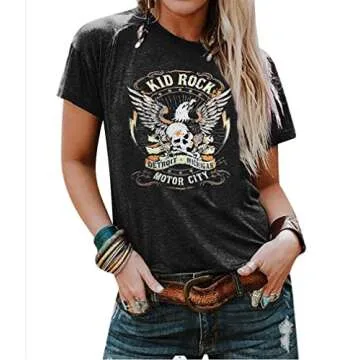 Rock & Roll Tee Shirt Women Country Music Graphic Tops