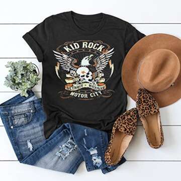Rock & Roll Tee Shirt Women Country Music Graphic Tops