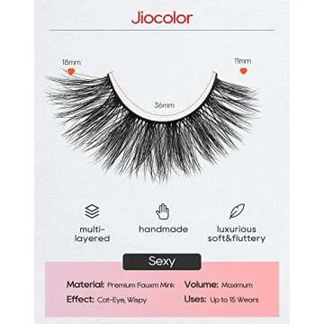 Natural Lashes Fluffy False Lashes That Look Like Extensions 3D Faux Mink Eyelashes 7 Pairs Cat Eye Fake Lashes Pack X23 Sexy False Eyelashes
