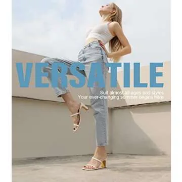 Leevar Square Toe Heels Sandals - White Heels Chunky Two Strap Low Heels for Women Leather Mule Sandals Slip On Block Heels for Party Dating Daily Standard Size 2.75 Inch