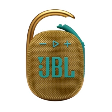 JBL Clip 4, Yellow - Portable Bluetooth 5.1 Speaker - Up to 10 Hours of Play - Waterproof & Dust Res...