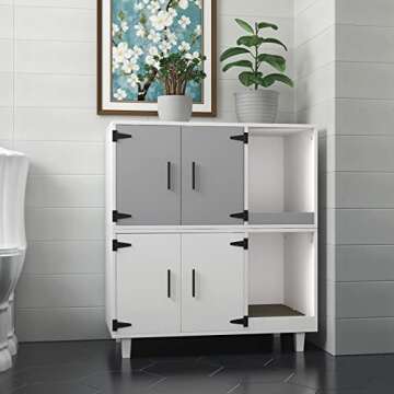 GDLF Modern Wood Pet Crate Cat Washroom Hidden Litter Box Enclosure Furniture House as Table Nightstand with Scratch Pad,Stackable (White)