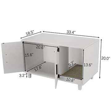 GDLF Modern Wood Pet Crate Cat Washroom Hidden Litter Box Enclosure Furniture House as Table Nightstand with Scratch Pad,Stackable (White)