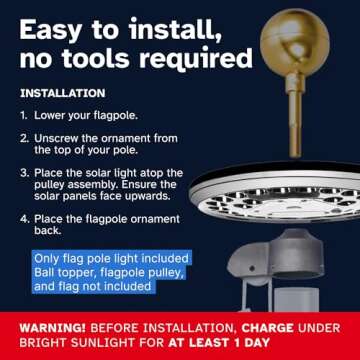 Flag Pole Light Solar Powered - 20-26 LED Solar Light for Flagpole - Light Up American Flag Outdoor with Solar Flag Pole Light from Dusk to Dawn for 12 Hours - 100% Coverage Silver Flag Light