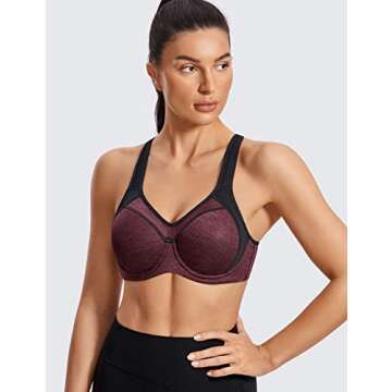 SYROKAN High Impact Sports Bra for Women 34G Size