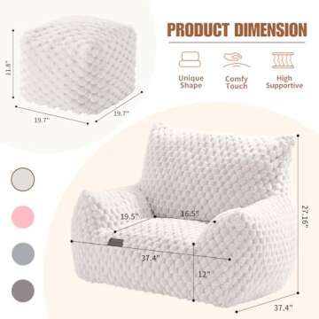 Bean Bag Chair with Ottoman, Modern Giant Bean Bag Couch Sofa with Footstool, Lounge Large Bean Bag ...