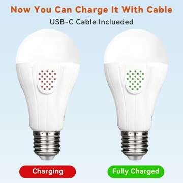 Neporal MagicGlow Rechargeable Light Bulbs with Remote, 3 Colors Shift + Stepless Dimmable Battery Powered Light Bulbs, USB Rechargeable, A19 Emergency LED Light Bulbs, 15W, Up to 24 Hours