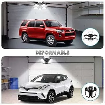 Luyata LED Garage Lights 2 Pack,Ceiling LED Shop Light 160W 16000LM 6500K Screw in Led Light with 5+1 Deformable Panels, Bright Led Lighting for Garage Workshop Basement Support E26/E27 Socket