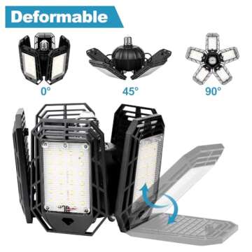 Luyata LED Garage Lights 2 Pack,Ceiling LED Shop Light 160W 16000LM 6500K Screw in Led Light with 5+1 Deformable Panels, Bright Led Lighting for Garage Workshop Basement Support E26/E27 Socket