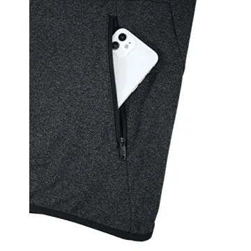 CRZ YOGA Men's Brushed Comfy Zip Up Hoodie Lightweight Athletic Running Jackets Workout Long Sleeve Sweatshirts Black Heather Large