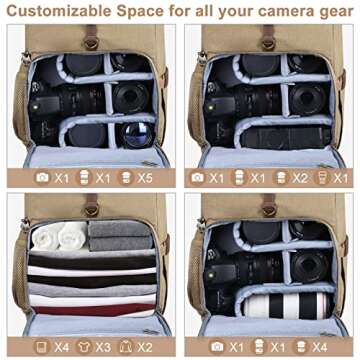 Endurax Canvas Camera Backpack Bag for Photographers，DSLR Photography Backpacks with 15 Inch Laptop Compartment, Khaki