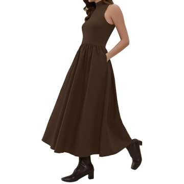 Lauweion Women's Sleeveless Turtleneck Maxi Dress