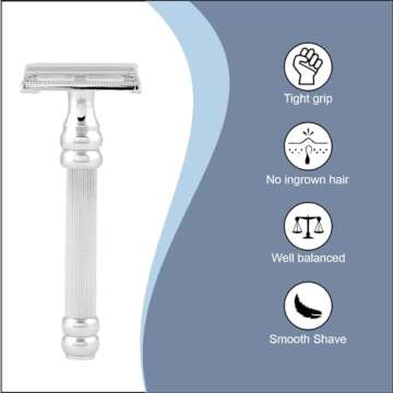 Pearl Shaving Double Edge Butterfly Safety Razor made with Brass metal- Double Edge Safety Razor | Men's Shaving Kit| Heavy Duty Handle | Close & Clean Shaving Razor for Valentine's Day Gift