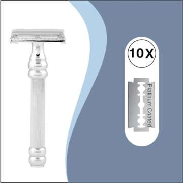 Pearl Shaving Double Edge Butterfly Safety Razor made with Brass metal- Double Edge Safety Razor | Men's Shaving Kit| Heavy Duty Handle | Close & Clean Shaving Razor for Valentine's Day Gift