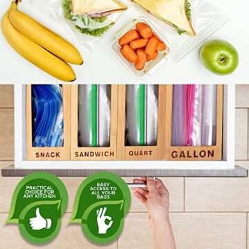 Mylo's Home Bamboo Ziplock Bag Organizer for Drawer - Plastic Bag Organizer for Drawer - Baggie Organizer for Drawer - Storage Bag Organizer Kitchen Drawer - Sandwich Bag Organizer for Drawer