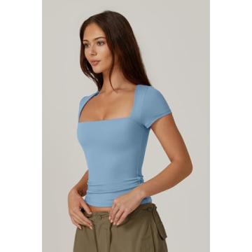 QINSEN Women's Square Neck Bodysuit for Stylish Comfort