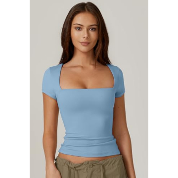 QINSEN Women's Square Neck Bodysuit for Stylish Comfort