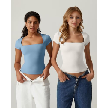 QINSEN Women's Square Neck Bodysuit for Stylish Comfort