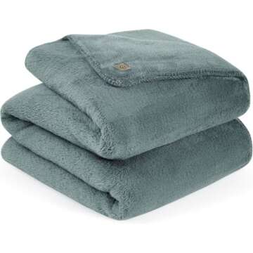 UGG 29315 Whitecap Plush Flannel Oversized Reversible Fleece Throw Blanket Luxury Comfortable Lightw...