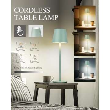 Faithorse 2Pack Cordless Table Lamp, 5200mAh IP54 Waterproof Rechargeable Battery Desk Lamp, 3 Color...