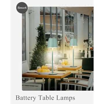 Faithorse 2Pack Cordless Table Lamp, 5200mAh IP54 Waterproof Rechargeable Battery Desk Lamp, 3 Color Stepless Dimming Up，Battery Operated Lamp for Kitchen/Outdoor/Restaurant/Camping (Matcha Green)