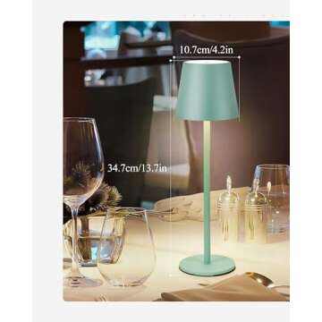 Faithorse 2Pack Cordless Table Lamp, 5200mAh IP54 Waterproof Rechargeable Battery Desk Lamp, 3 Color Stepless Dimming Up，Battery Operated Lamp for Kitchen/Outdoor/Restaurant/Camping (Matcha Green)