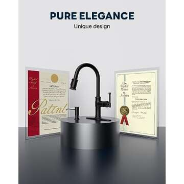 Antique Oil Rubbed Bronze Kitchen Sink Faucet with Soap Dispenser, DAYONE Pull Down Farmhouse Faucet for Sink with 3 Mode Sprayer, Single Handle High Arc, DAY-APS136-ORB