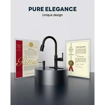 Antique Oil Rubbed Bronze Kitchen Sink Faucet with Soap Dispenser, DAYONE Pull Down Farmhouse Faucet for Sink with 3 Mode Sprayer, Single Handle High Arc, DAY-APS136-ORB